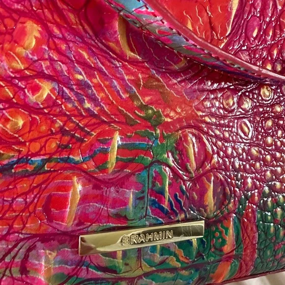 Rare Brahmin Ezra Croc Embossed Leather Tote in Rainbow Fish - Picture 10 of 11